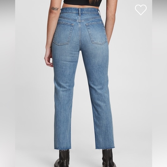 New Gap Straight Jeans High Rise Cheeky Washwell 28 short / cropped - Picture 4 of 6